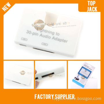 30pin Micro Data Sync USB Audio Adapter Support Charger Audio Transfer Function for iPhone 5 / iPod Touch 5 White